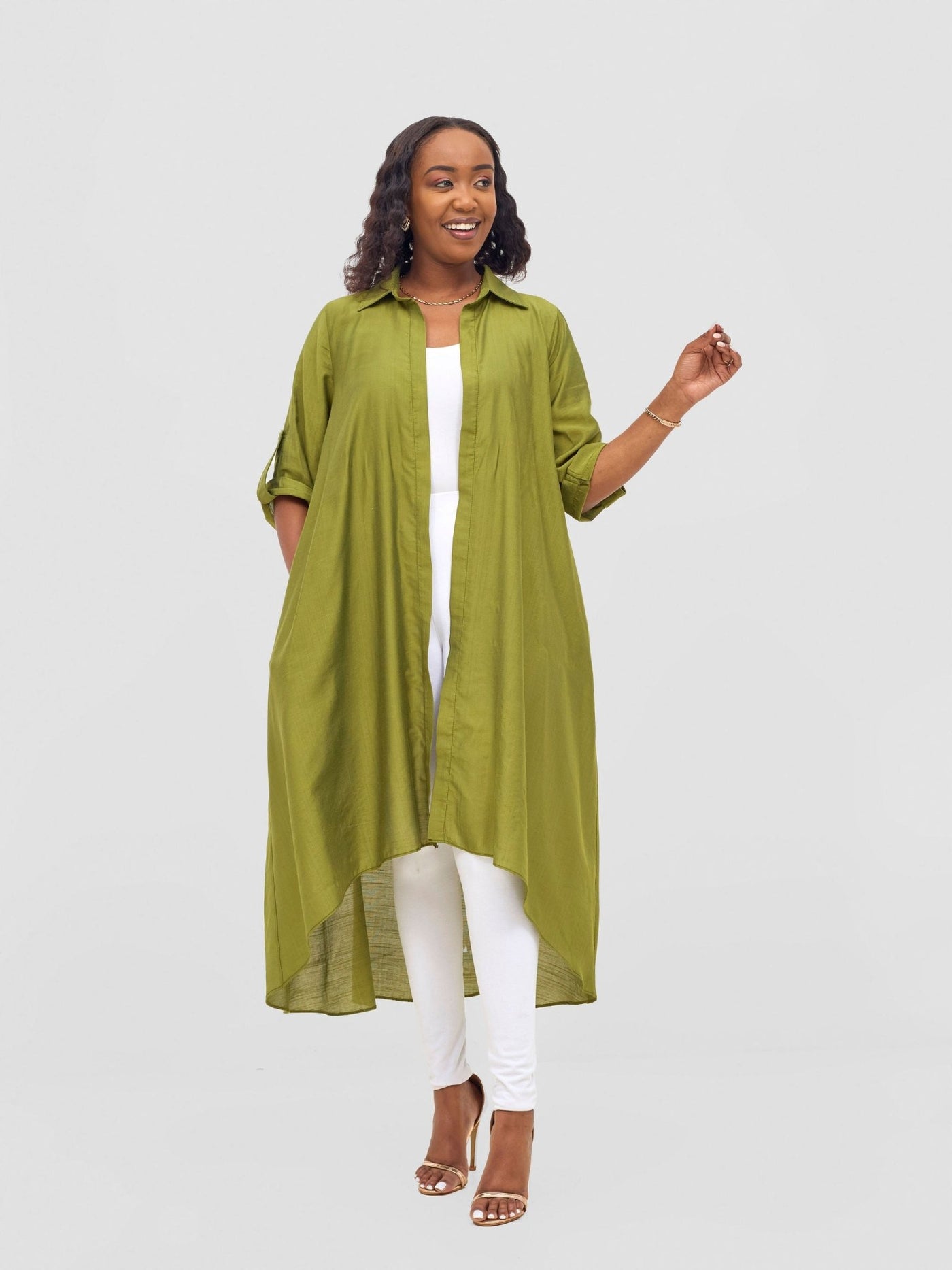 Vivo Ava 3/4 Sleeve Kimono - Dark Olive - Shopzetu