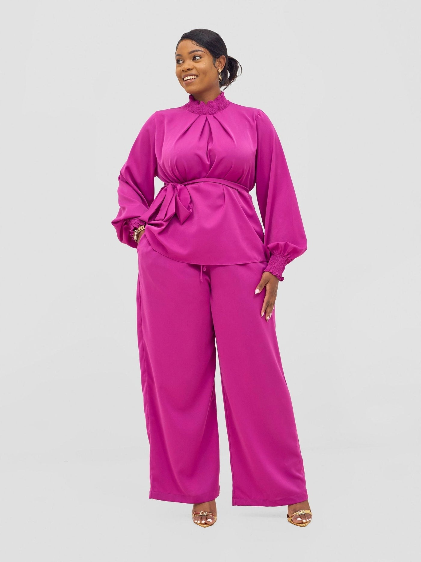 Vivo Ayah Drawstring Pants - Purple - Shopzetu