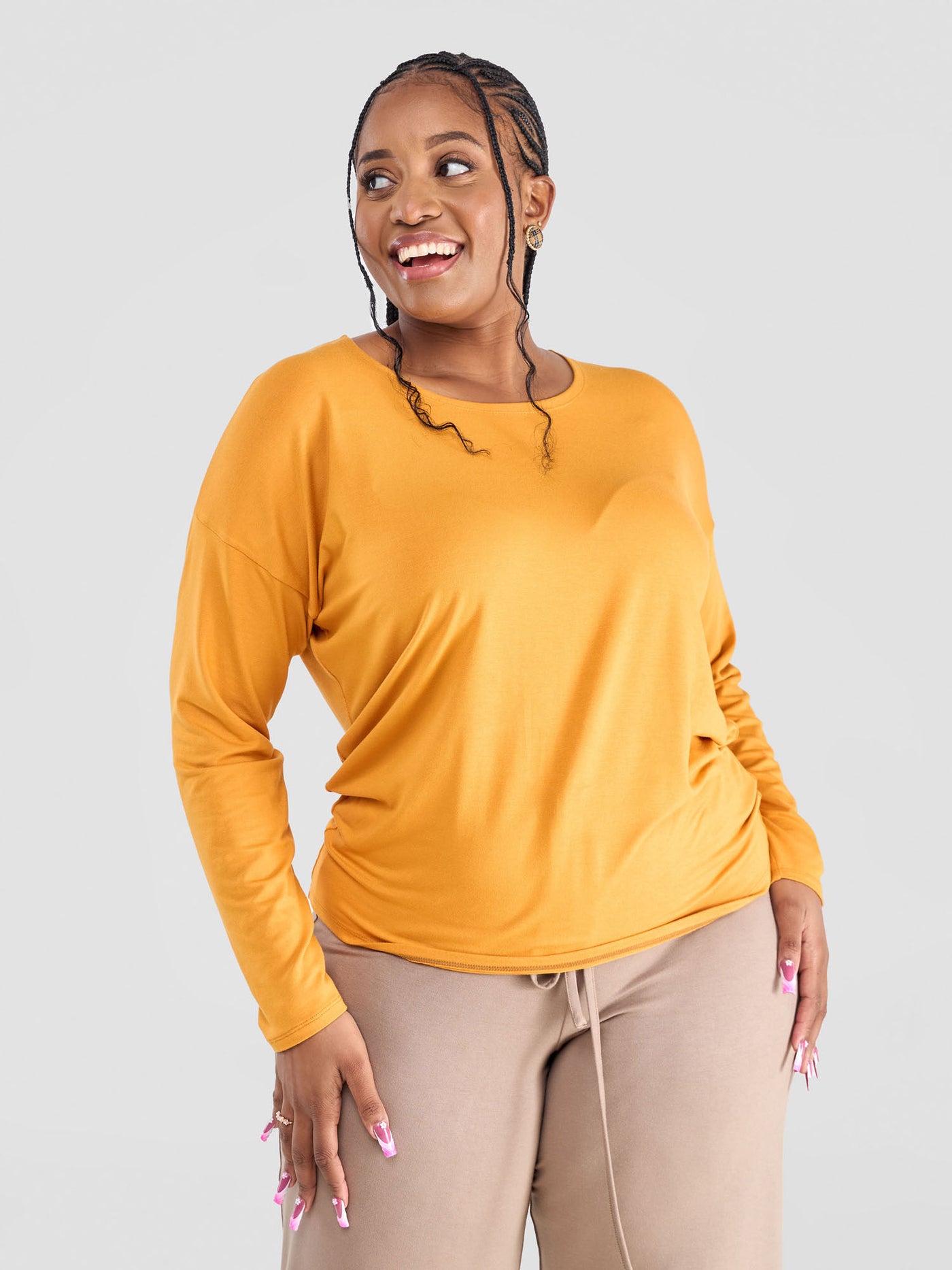 Safari by Vivo Bush Drop Shoulder Long Sleeve Top - Mustard