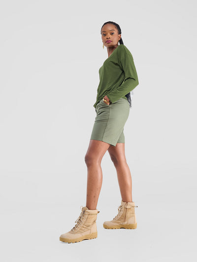 Safari by Vivo Bush Drop Shoulder Long Sleeve Top - Hunters Green