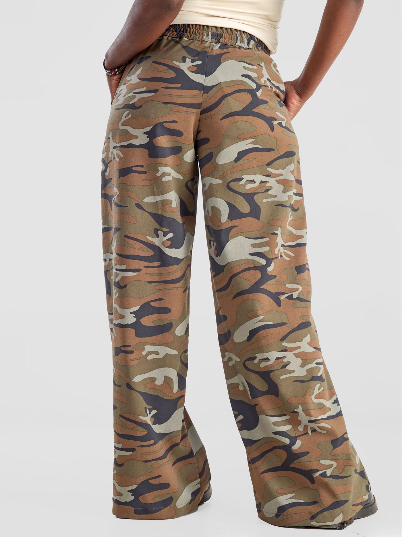 Yuni Wide Leg Pants - Camo Brown