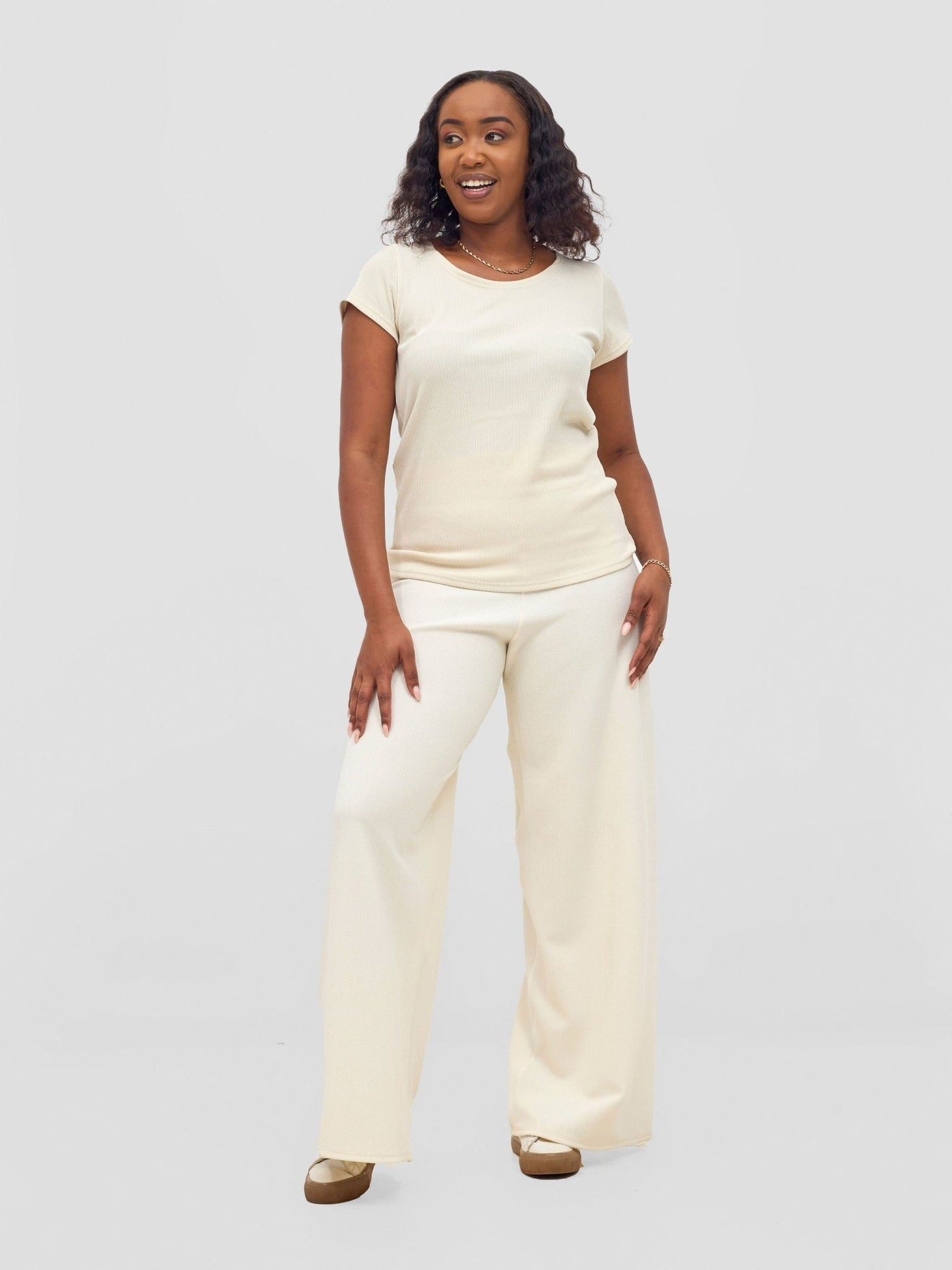 Vivo Chela Basic Cap Sleeve Top - Buttermilk - Shopzetu
