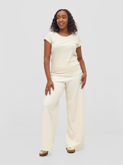 Vivo Wide Leg Pants - Off White - Shopzetu