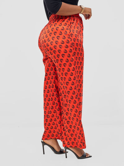 Vivo Ayah Satin Pants - Orange / Black Ullu Print - Shopzetu