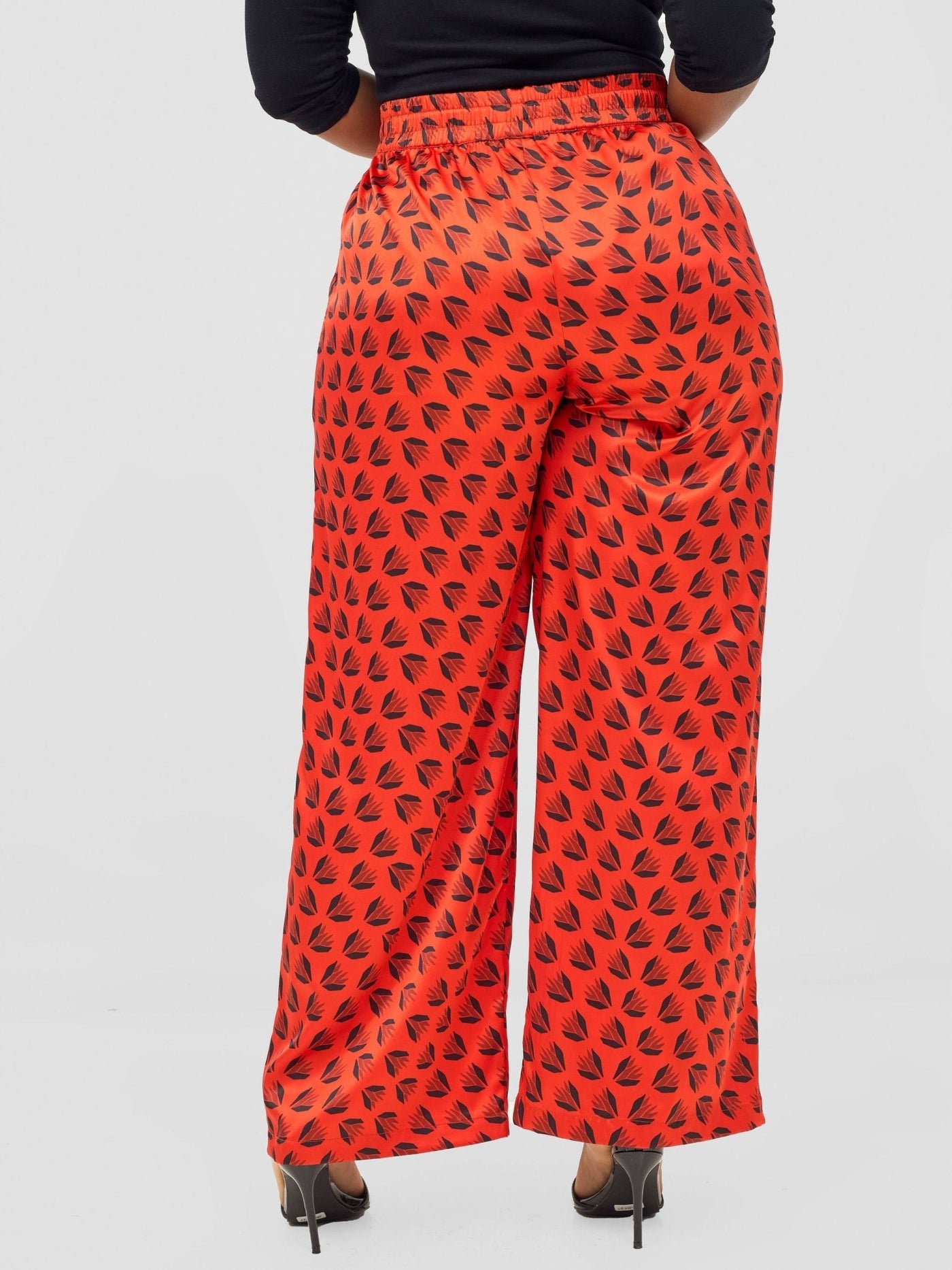 Vivo Ayah Satin Pants - Orange / Black Ullu Print - Shopzetu
