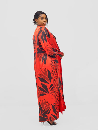 Vivo Ayah Kimono - Orange / Black Tullu Print - Shopzetu