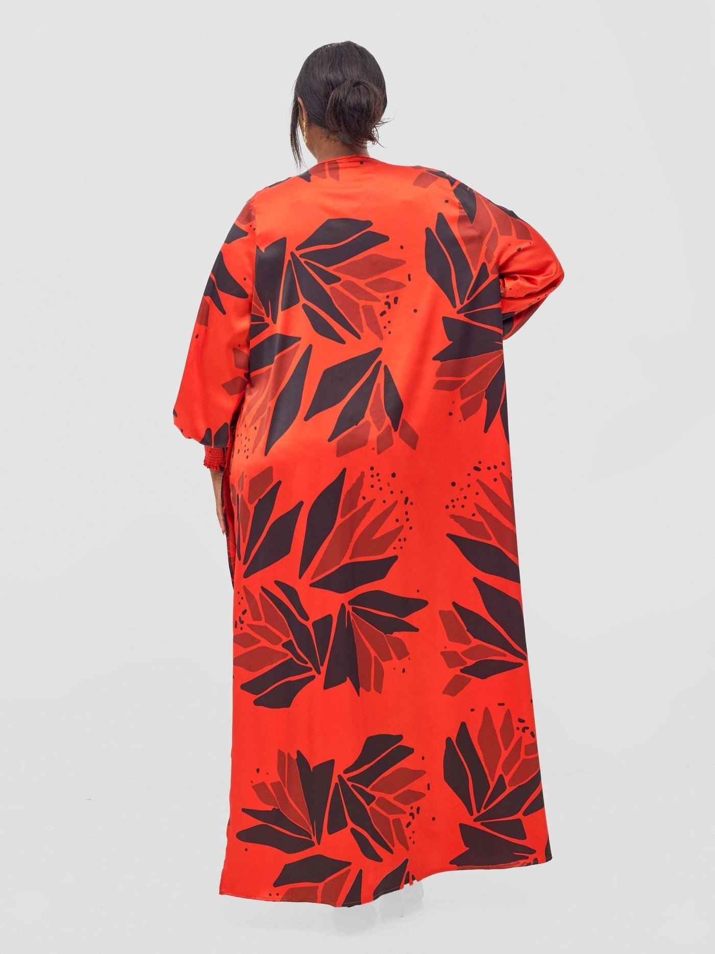 Vivo Ayah Kimono - Orange / Black Tullu Print - Shopzetu