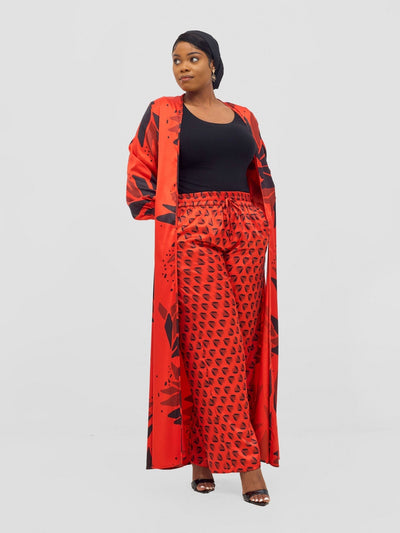 Vivo Ayah Satin Pants - Orange / Black Ullu Print - Shopzetu