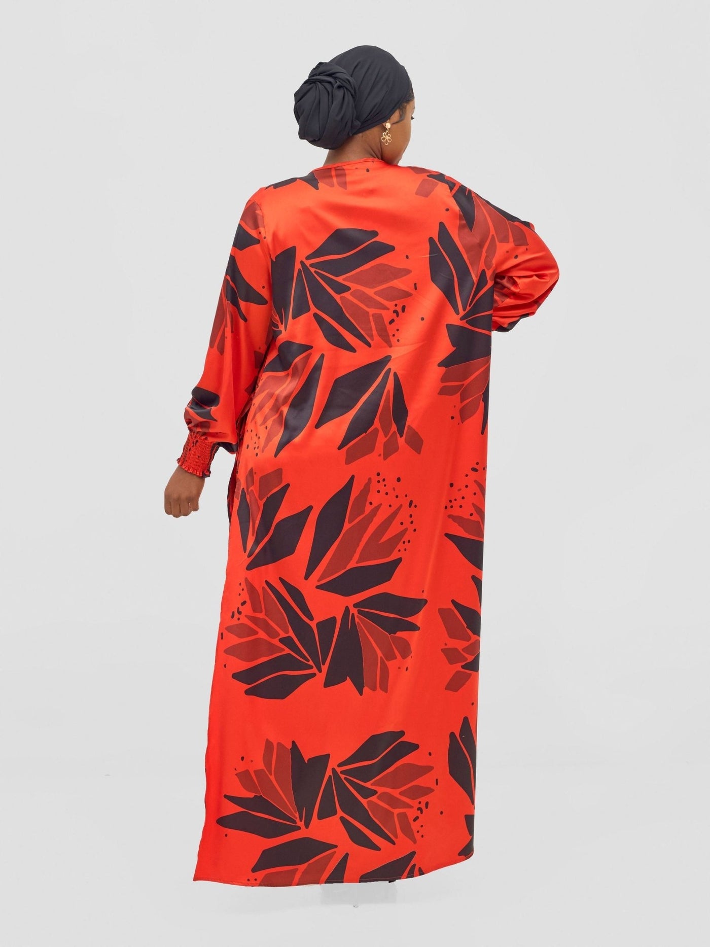 Vivo Ayah Kimono - Orange / Black Tullu Print - Shopzetu
