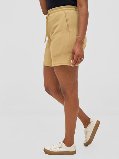 Vivo Chela Drawstring Shorts - Light Taupe - Shopzetu