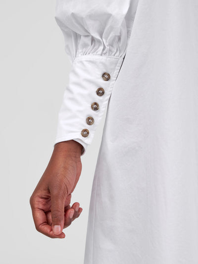 Safari by Vivo Hawi Bishop Sleeve Tent Shirt Dress - White