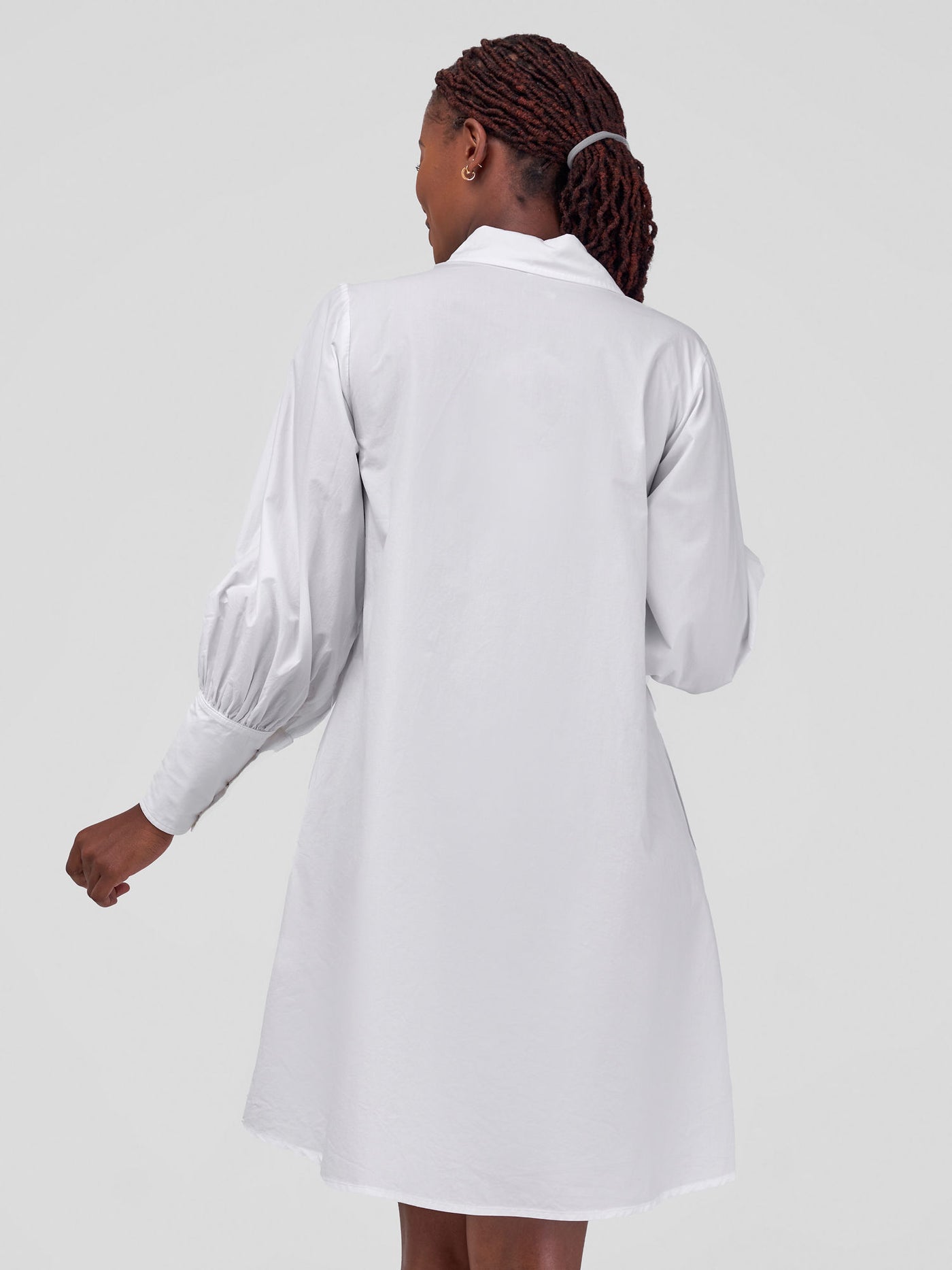 Safari by Vivo Hawi Bishop Sleeve Tent Shirt Dress - White