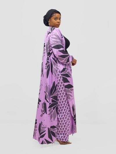 Vivo Ayah Kimono - Lilac / Black Tullu Print - Shopzetu