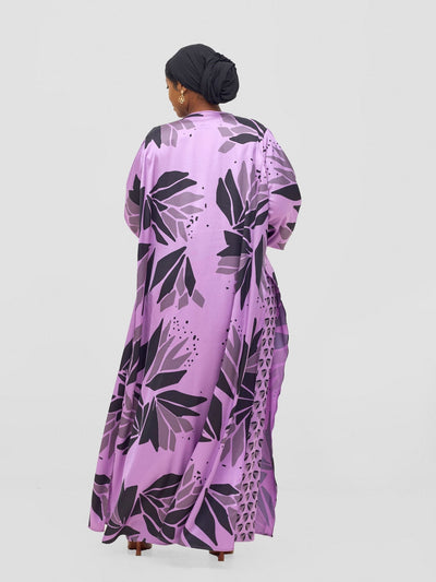 Vivo Ayah Kimono - Lilac / Black Tullu Print - Shopzetu
