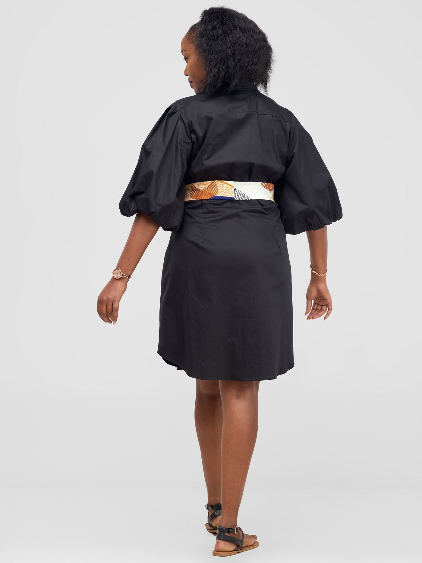 Safari by Vivo Mali Bishop Sleeve Shirt Dress - Black