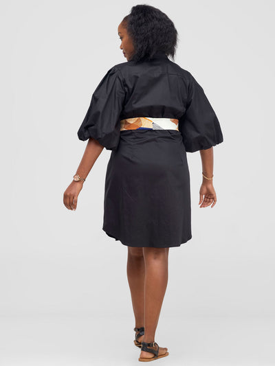 Safari by Vivo Mali Bishop Sleeve Shirt Dress - Black