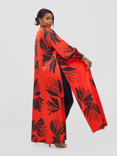 Vivo Ayah Kimono - Orange / Black Tullu Print - Shopzetu