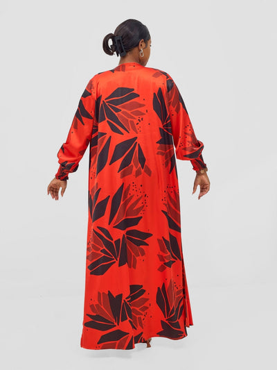 Vivo Ayah Kimono - Orange / Black Tullu Print - Shopzetu