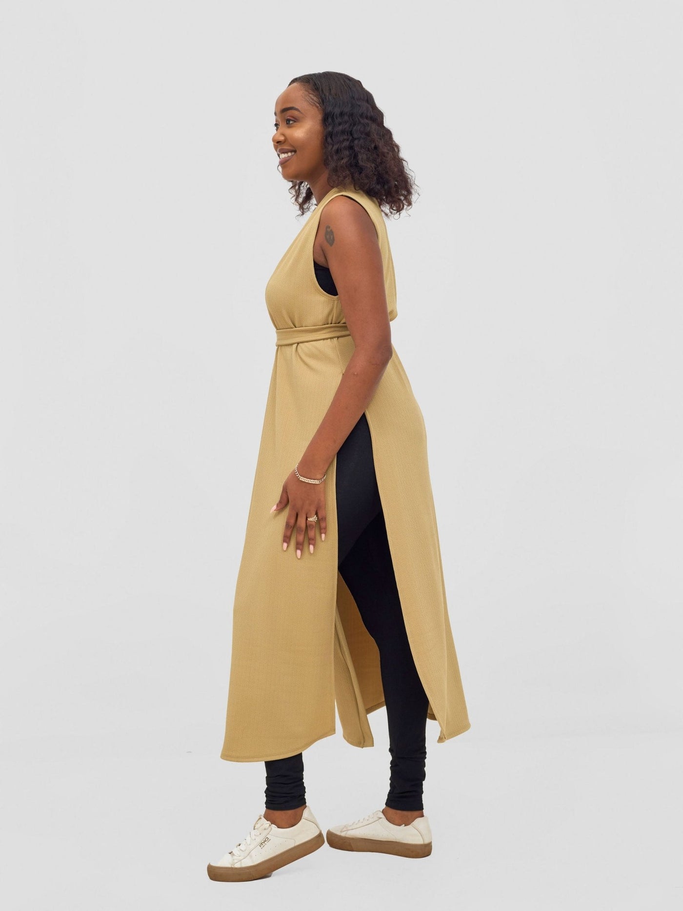 Vivo Chela Sleeveless Waterfall - Light Taupe - Shopzetu