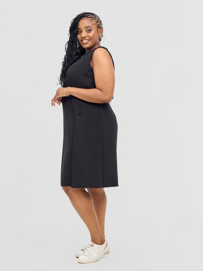 Vivo Mandla Side Flap A-Line Dress - Black