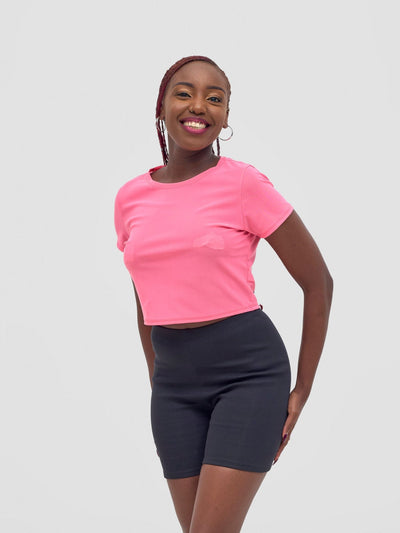 Zoya Vasha Short Sleeve Mesh Top - Neon Pink - Shopzetu