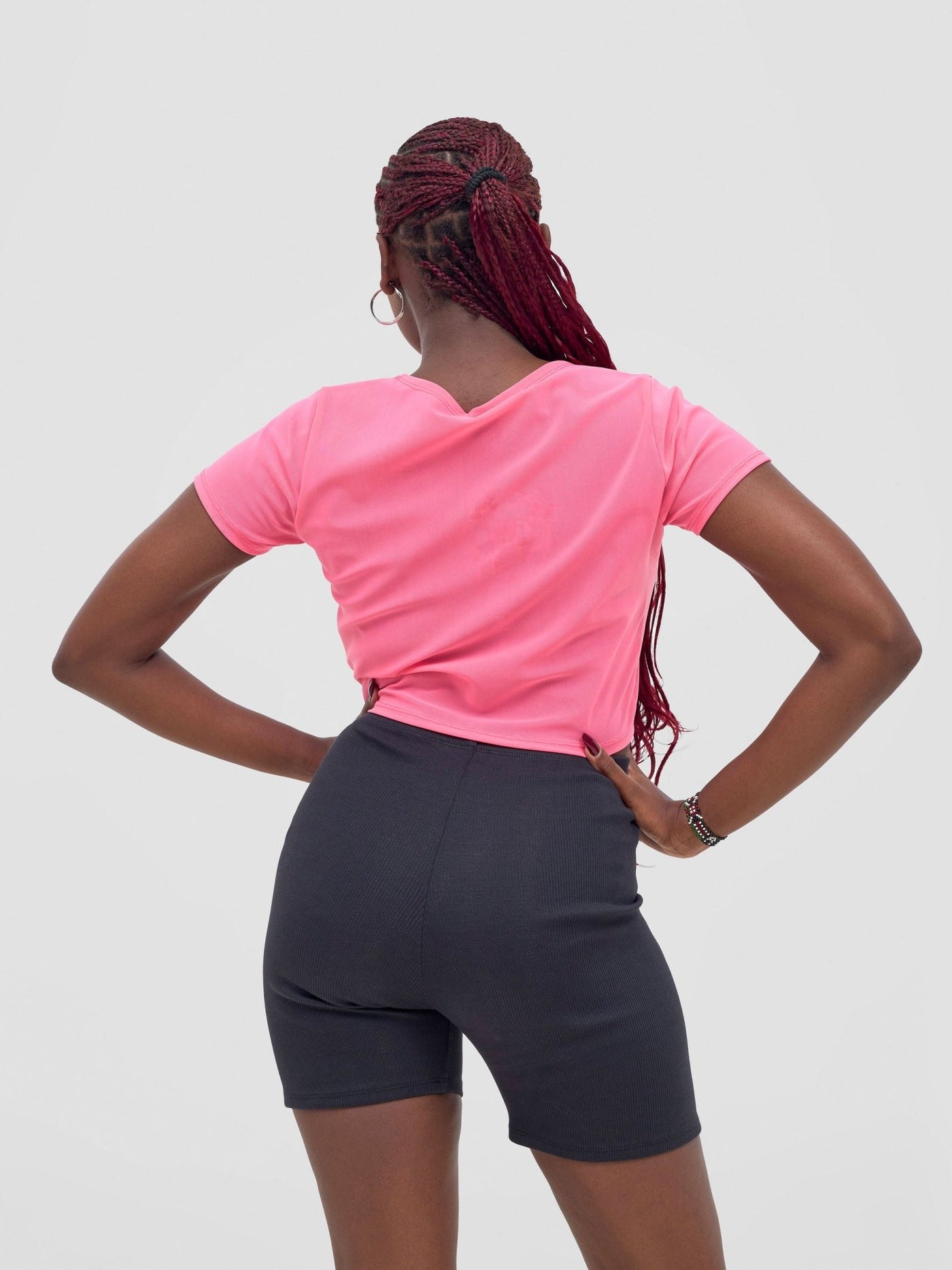 Zoya Vasha Short Sleeve Mesh Top - Neon Pink - Shopzetu