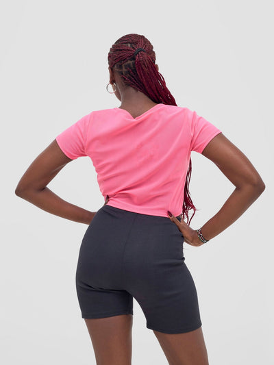 Zoya Vasha Short Sleeve Mesh Top - Neon Pink - Shopzetu