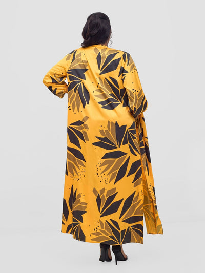 Vivo Ayah Kimono - Mustard / Black Tullu Print - Shopzetu