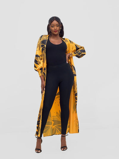 Vivo Ayah Kimono - Mustard / Black Tullu Print - Shopzetu