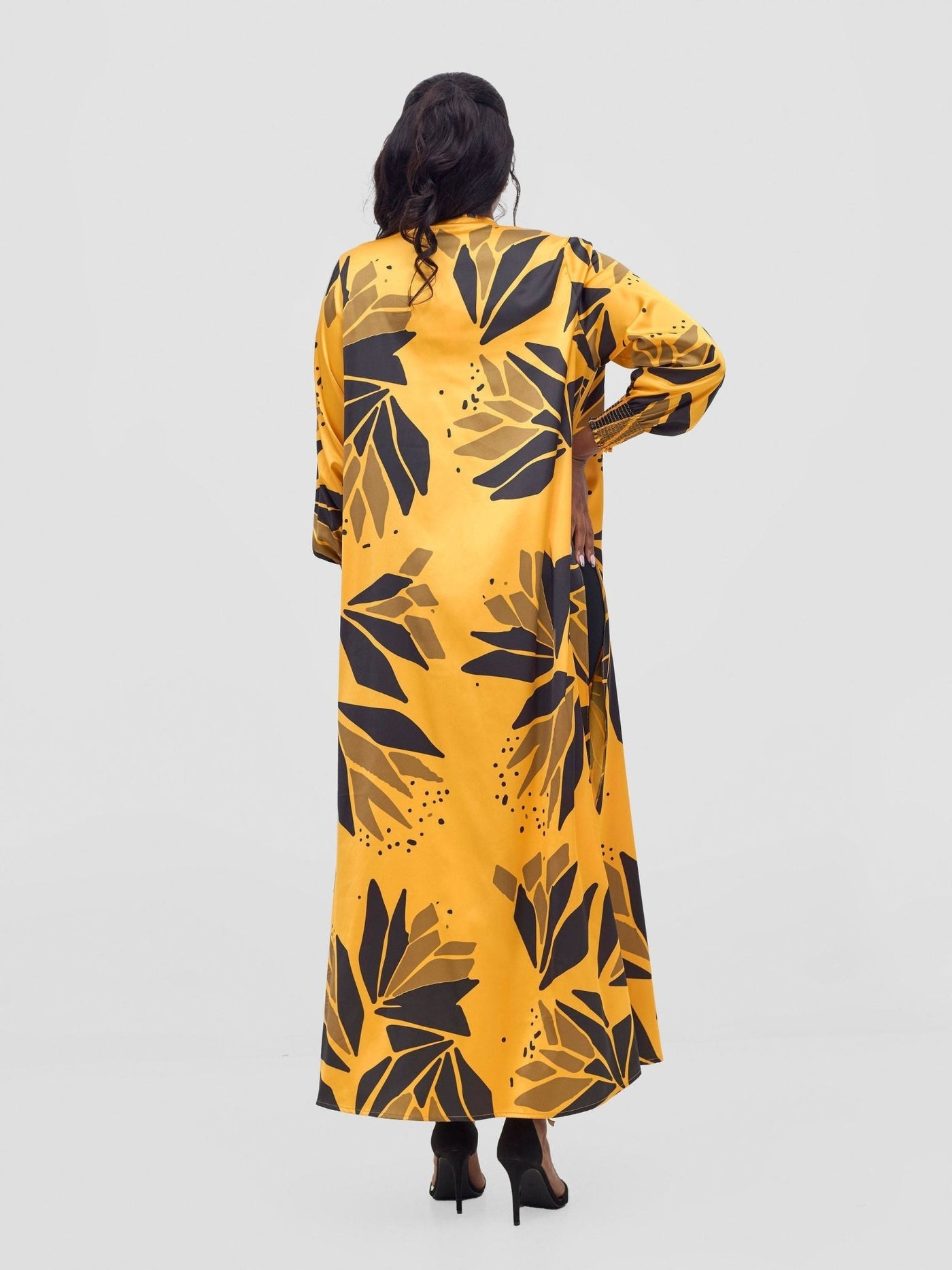 Vivo Ayah Kimono - Mustard / Black Tullu Print - Shopzetu