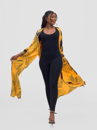 Vivo Ayah Kimono - Mustard / Black Tullu Print - Shopzetu