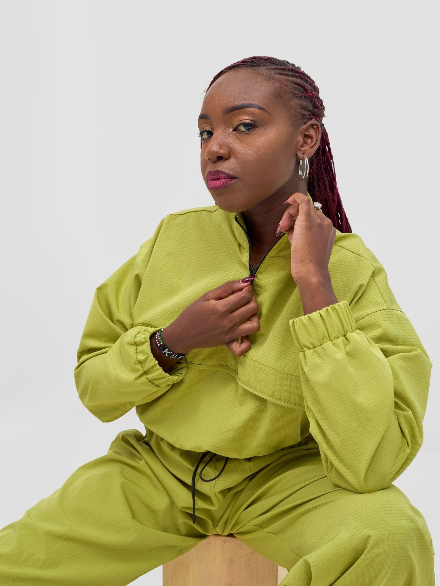 Zoya Vasha Midriff Jacket - Light Olive - Shopzetu
