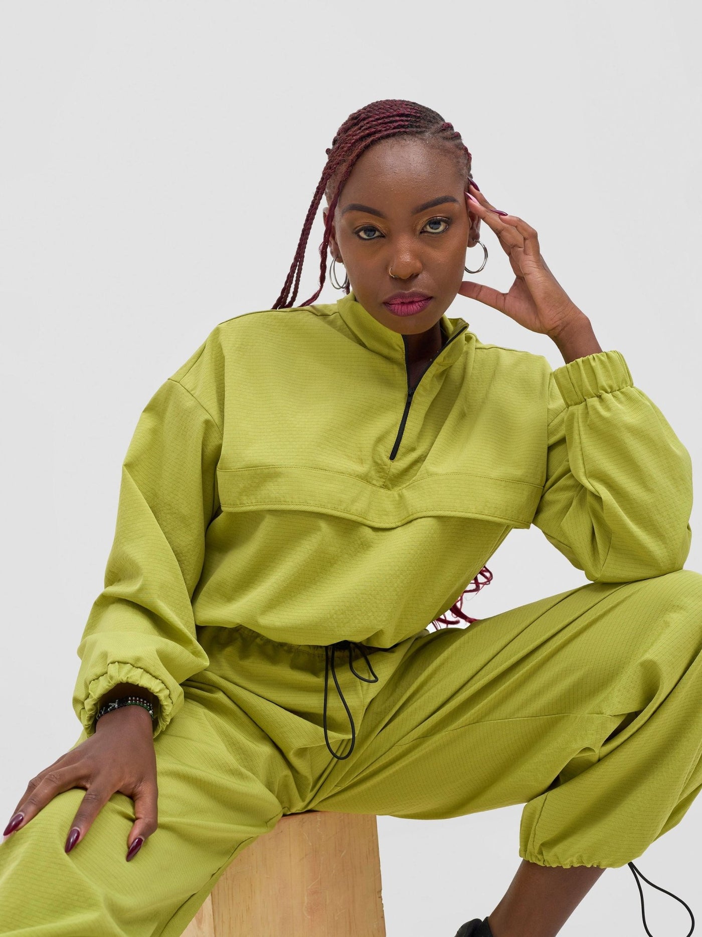 Zoya Vasha Midriff Jacket - Light Olive - Shopzetu