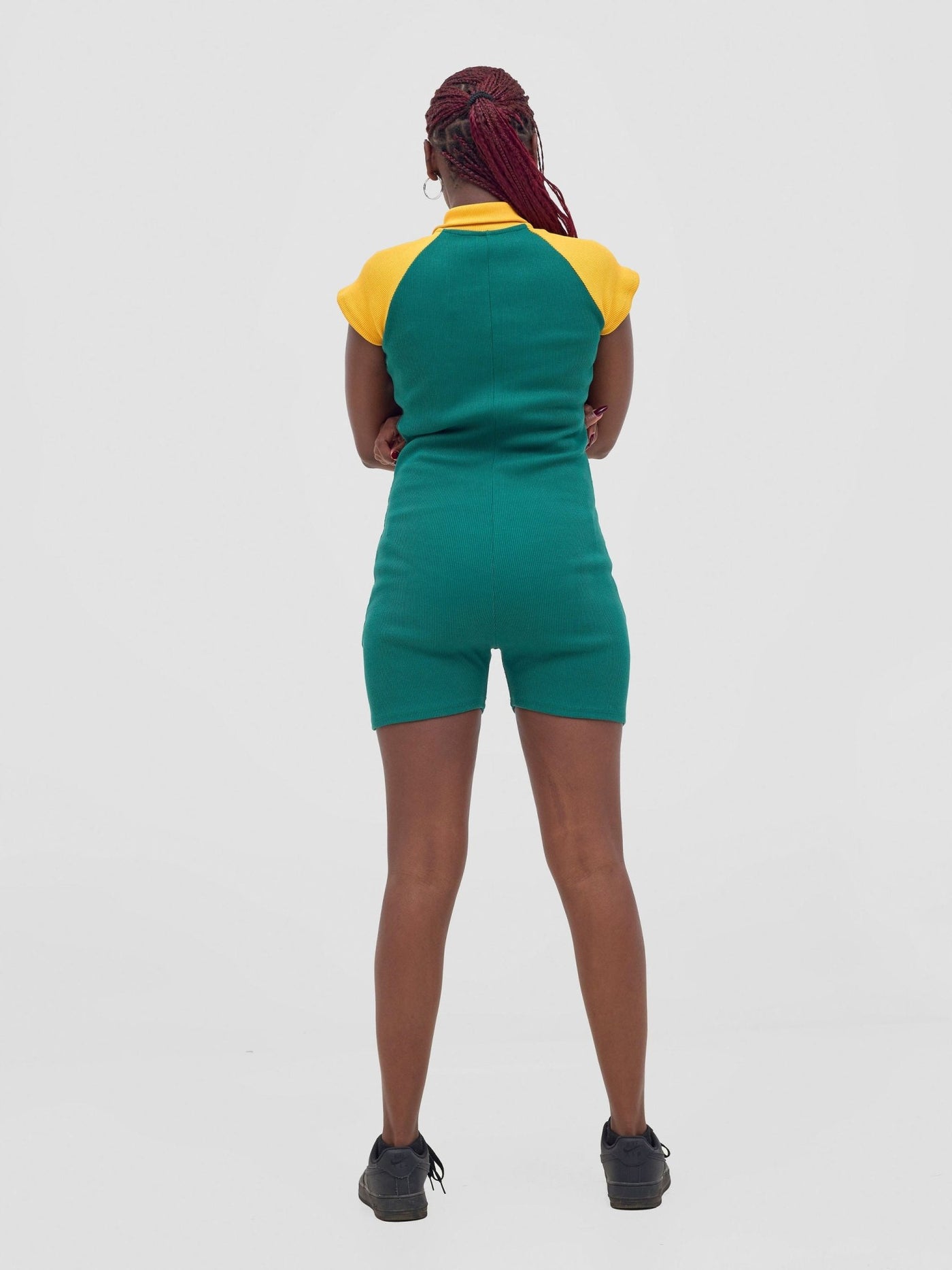 Zoya Vasha Raglan Sleeve Playsuit - Green / Yellow - Shopzetu