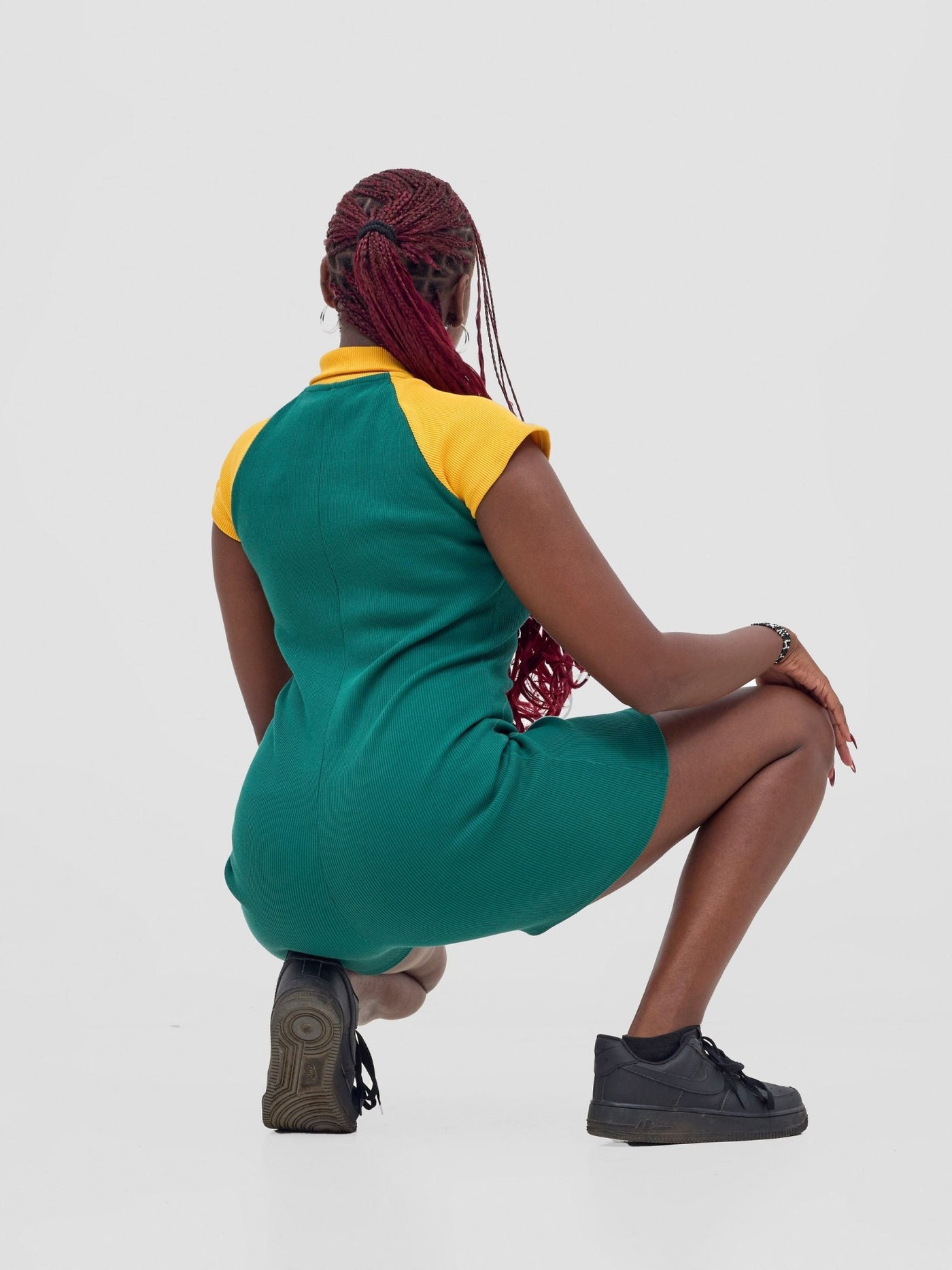 Zoya Vasha Raglan Sleeve Playsuit - Green / Yellow - Shopzetu
