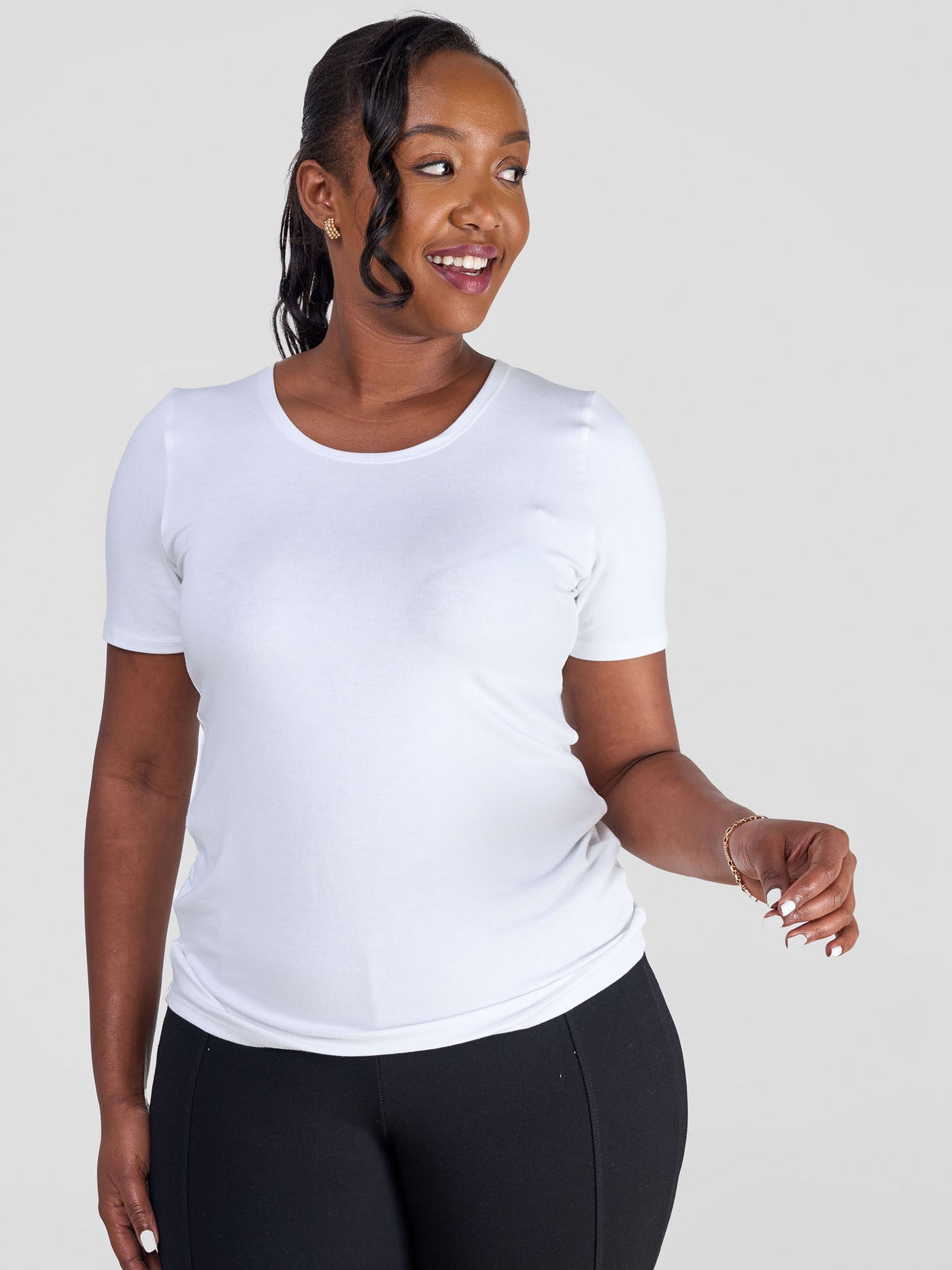 Vivo Basic Short Sleeve Top - White