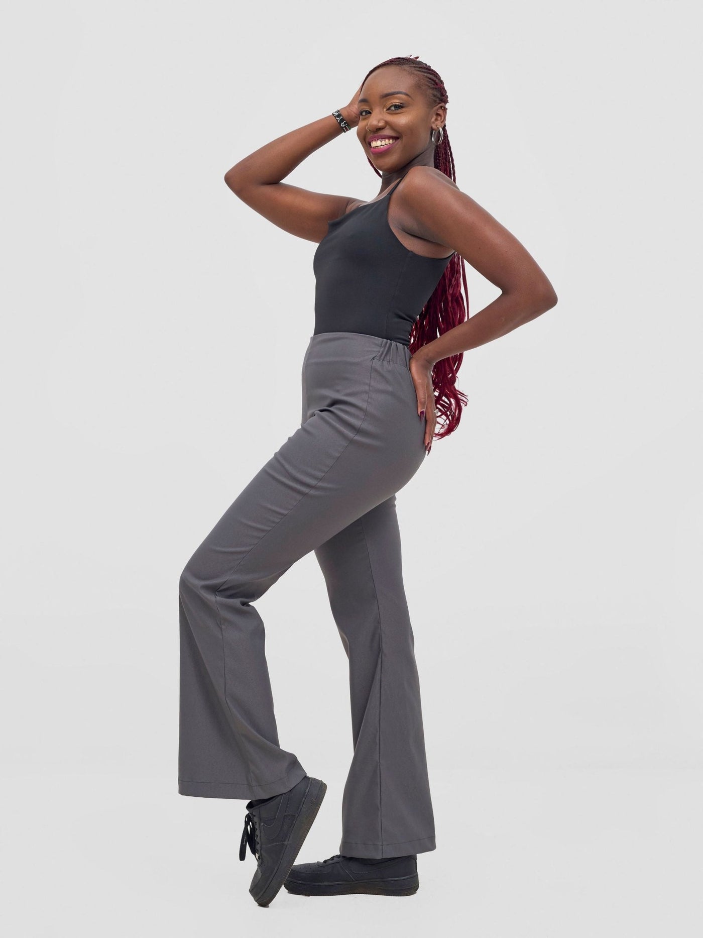 Zoya Sadira Bell Bottom Pants - Grey - Shopzetu