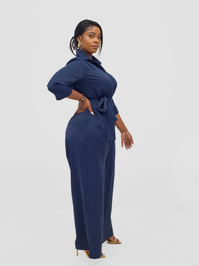 Vivo Ayah 3/4 Sleeve Jumpsuit - Navy - Shopzetu