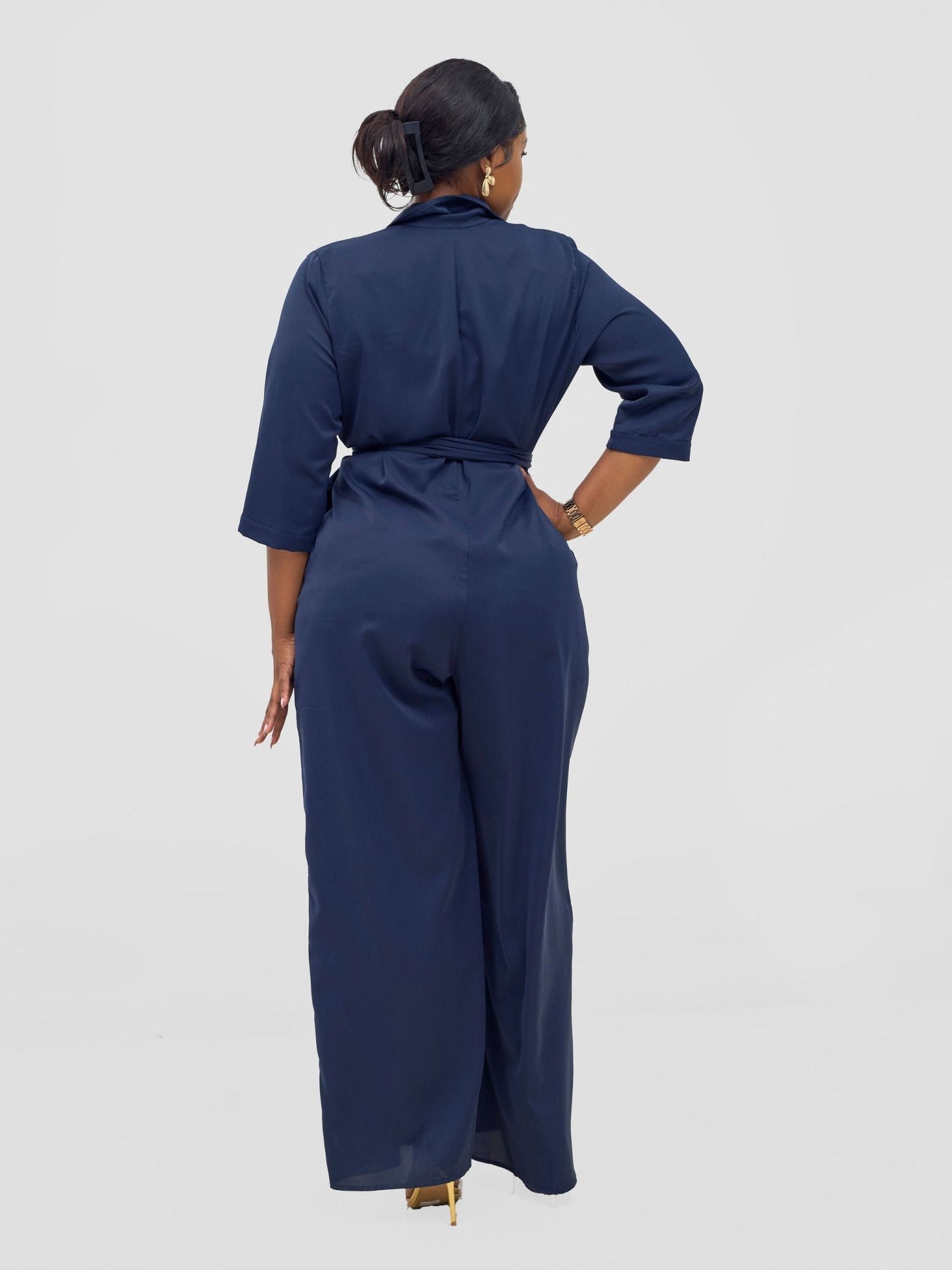 Vivo Ayah 3/4 Sleeve Jumpsuit - Navy - Shopzetu