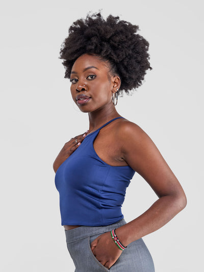 Zoya Yuni Halter Midriff Top - Navy Blue - Shopzetu