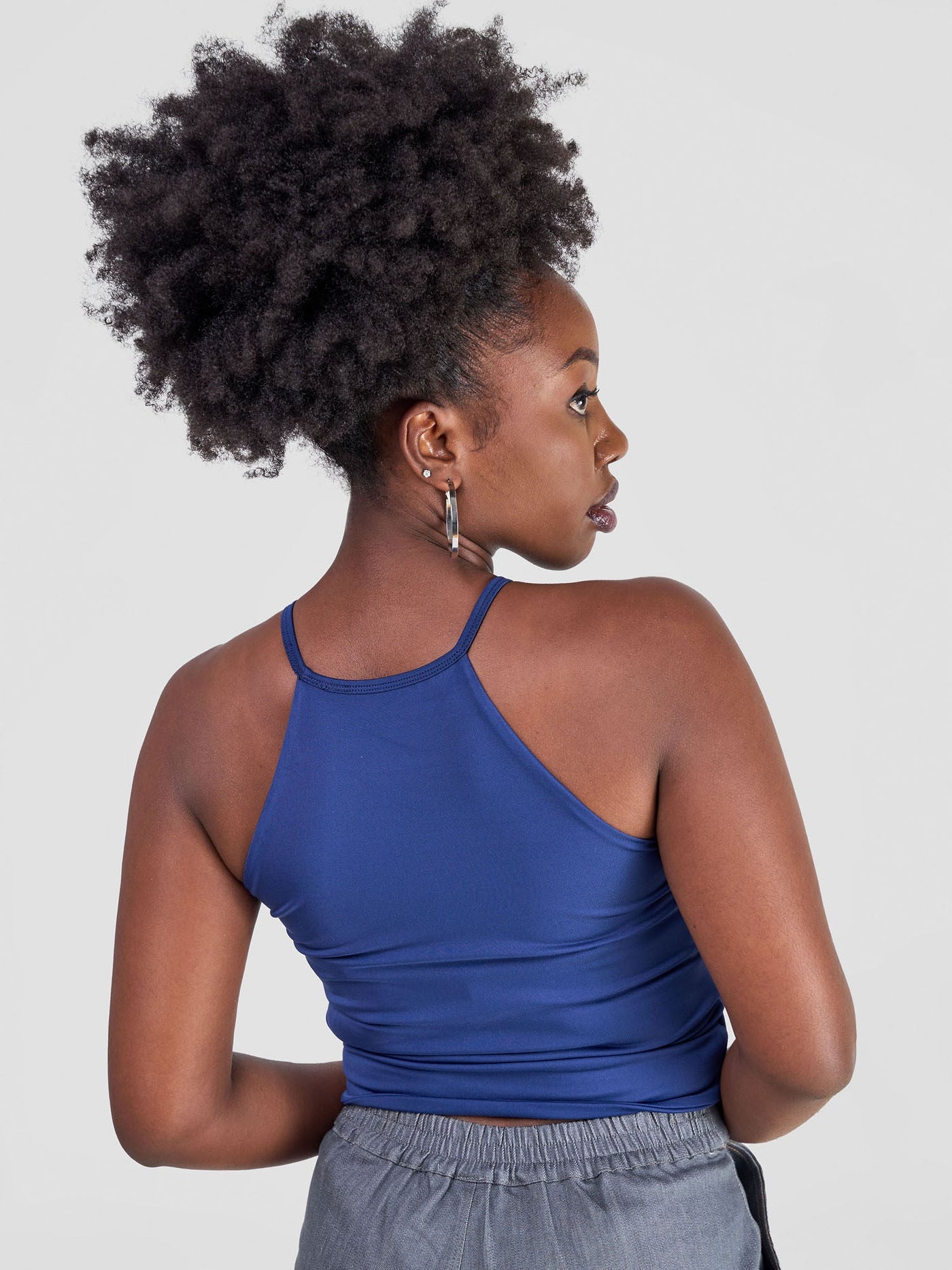 Zoya Yuni Halter Midriff Top - Navy Blue - Shopzetu
