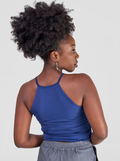 Zoya Yuni Halter Midriff Top - Navy Blue - Shopzetu