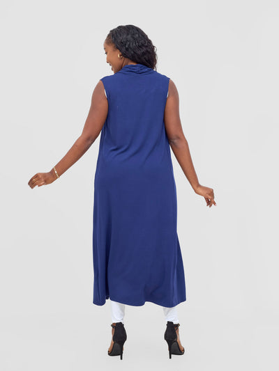 Vivo Basic Sleeveless Long Lily Waterfall - Navy Blue
