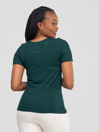 Vivo Basic Short Sleeve Top - Dark Green