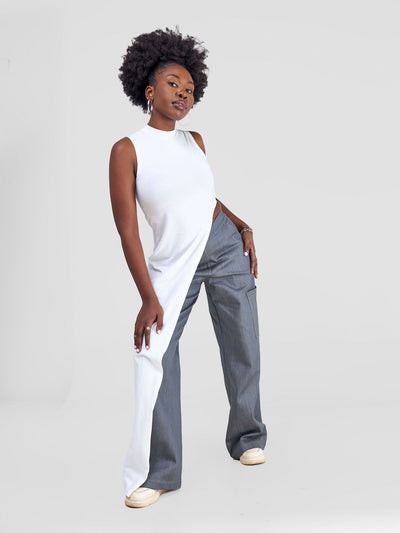 Zoya Yuni Sleeveless Turtle Neck Maxi Top - White