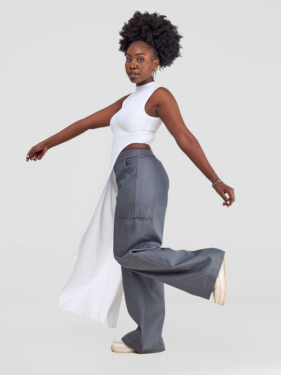 Zoya Yuni Sleeveless Turtle Neck Maxi Top - White