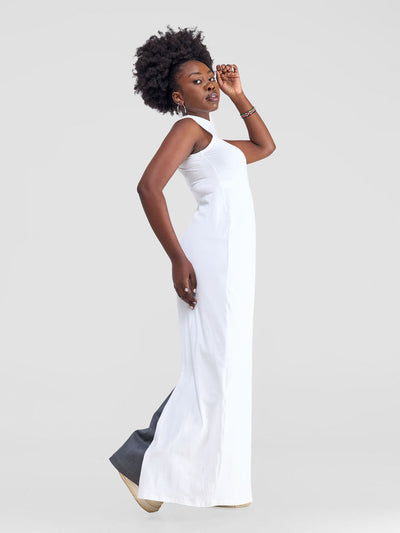 Zoya Yuni Sleeveless Turtle Neck Maxi Top - White