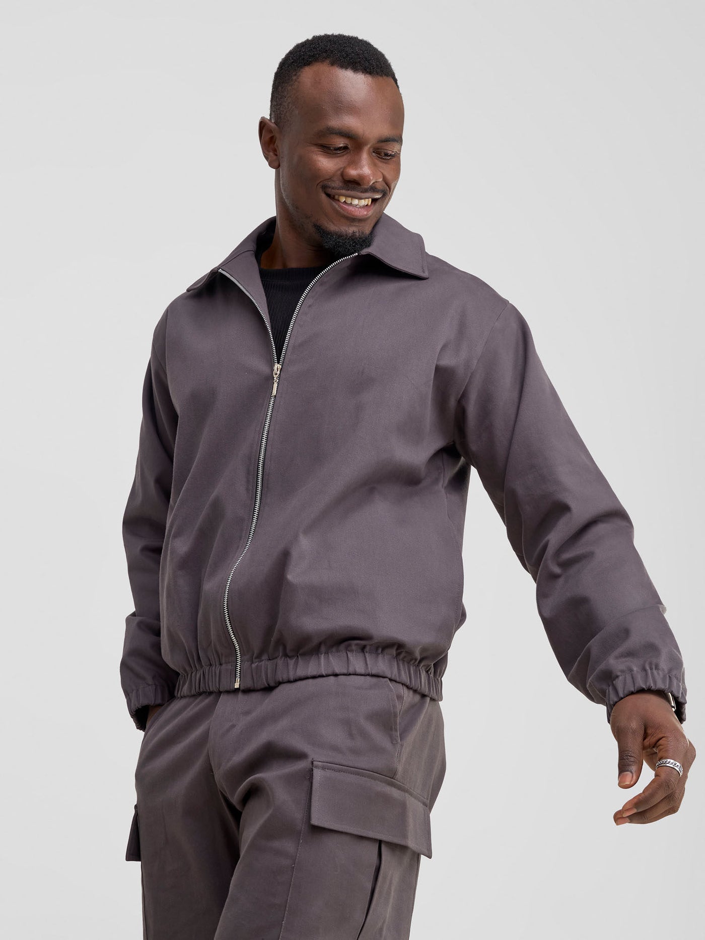 Safari by Vivo Men's Bomber Jacket - Dark Grey