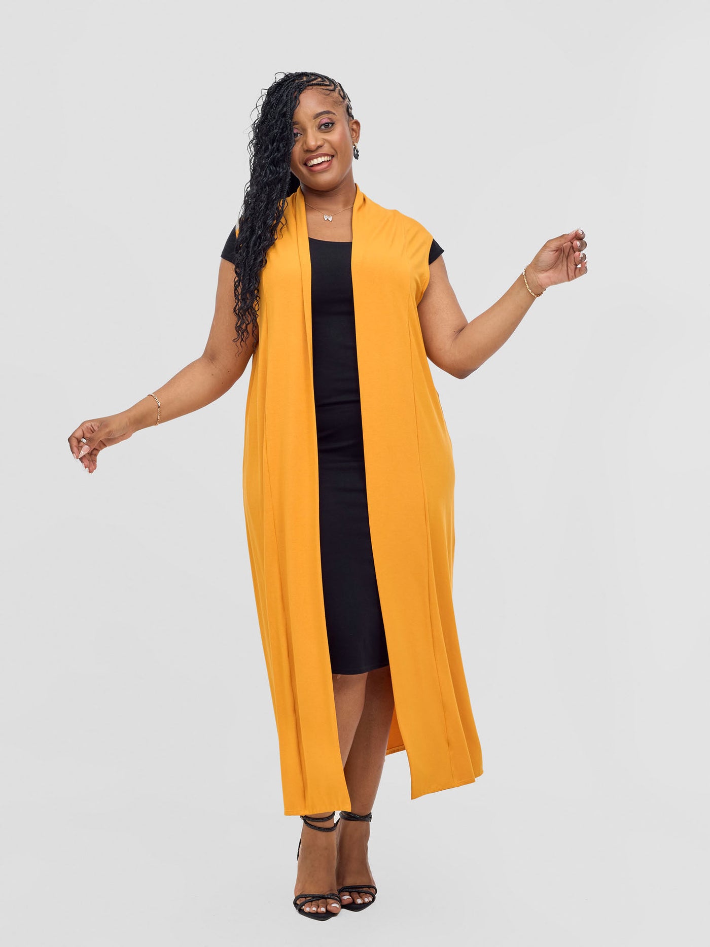 Vivo Basic Sleeveless Long Lily Waterfall - Mustard