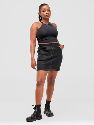 Zoya Yuni Halter Midriff Top - Black - Shopzetu